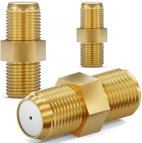 HB-DIGITAL 3x Profi SAT Koaxialkabel Adapter Verbinder F-Kupplung F-stecker Für Fernsehkabel Antennenkabel Satelliten Kabel 2X F-Buchse Breite - Vergoldet