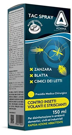 adama Tac Spray INSETTICIDA AUTOSVUOTANTE 150ML, BLATTE, CIMICI, ZANZARE Insetti