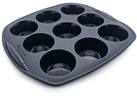 Backhaus Muffinform - Antihaft Silikon Backform für 9 Brownies, Muffins oder Cupcakes aus Platinum Silikon | Schwarz
