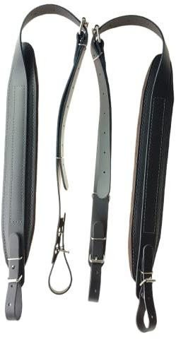 Premium Akkordeongurte Leder, 6cm Schultergurte 60-120 Bass (Braun)