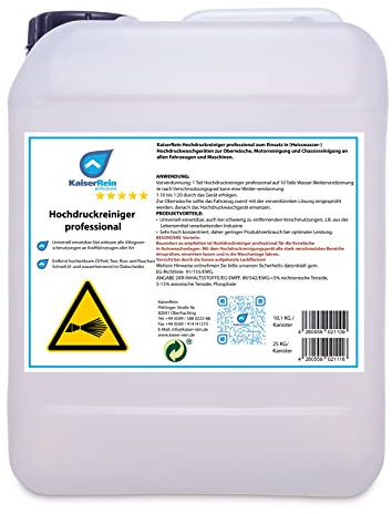 KaiserRein Hochdruckreiniger professional 10,1 Kg Kanister zum Einsatz in (Heisswasser-) Hochdruckwaschgeräten zur Oberwäsche, Motorreinigung und Chassisreinigung an allen Fahrzeugen und Maschinen.