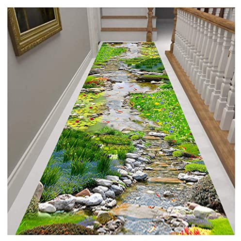 Siunwdiy 3D Teppich Läufer Flur,küchenläufer rutschfest waschbare Küchenteppiche,Teppich für Wohnzimmer Büro Schlafzimmer,Weihnachts deko Teppichläufer,Grün,40x240cm