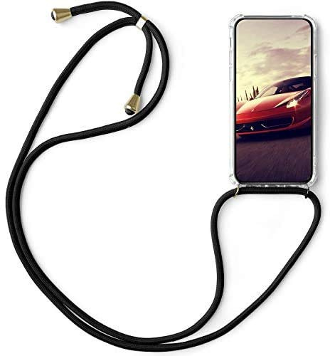 SNCLET Cover für Blackview A80 Pro Handyhülle Halsband Lanyard Strap Cover Necklace Hülle Silikon Transparent Hülle mit Band Transparent Protective Bumper Case für Blackview A80 Pro,Schwarz