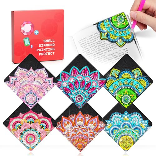 CharySim 6 Stück Diamond Painting Lesezeichen Diamant Painting Kinder Geschenkideen Mädchen 6-14 Jahre Teenager Bastelset DIY Erwachsene Set Basteln Mädchen 7 8 9 10 11 12 Jahre Geburtstagsgeschenke