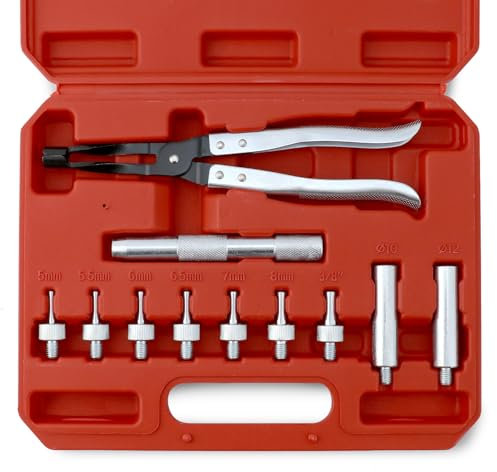 QWORK® Kit d'Outils de Montage et Démontage pour Tige Soupape, Pince à Valve avec Adaptateurs et Extension