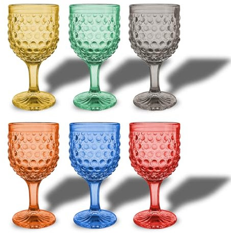 ARCA, Set 6 Calici in Vetro Colorato Cherry Blossom, Colori Assortiti, 340 ml