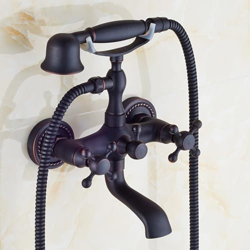 Moderne Robinet Mitigeur de Baignoire Robinet de Douche Mural En Laiton Rotation à 360° Eau Chaude Et Froide Robinetterie de Baignoire Mm Noir Rétro
