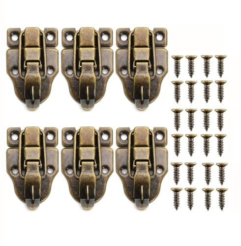 Wxinsheng Antike Vintage Kistenverschluss,6 Stück Toggle Latch Antique Metal Duckbilled Hasp Latch Catch with Padlock Hole Retro Bronze Schnappverschluss für Holzkiste Schmuckschatulle