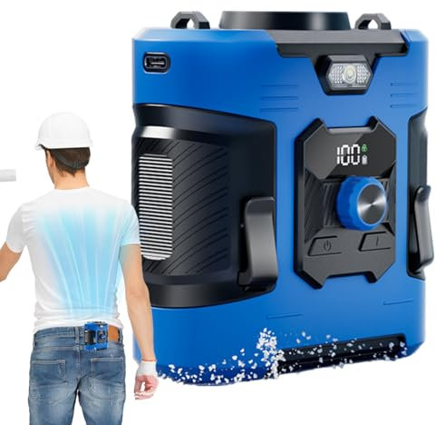 zwxqe Ventilateur de taille portable rechargeable, ventilateur à piles 100 vitesses, climatiseur personnel silencieux, lampe de poche de voyage pour le camping, la randonnée, le bureau, la maison et
