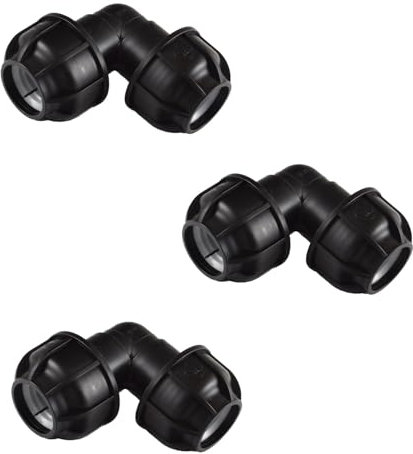 3 Stück PP Fittings Winkel für 32 mm PE-Rohr für Wasserrohr in Garten oder Haus (Winkel, 3, Stück)