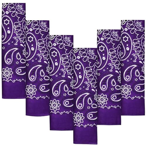 Every-ville Baumwoll-Bandana, Paisley Halstuch, Unisex, 6er Set | 55 × 55 cm, weich, atmungsaktiv und vielseitig, für Damen und Herren, Sport, Motorrad, Haare, Hals, Alltag und Freizeit