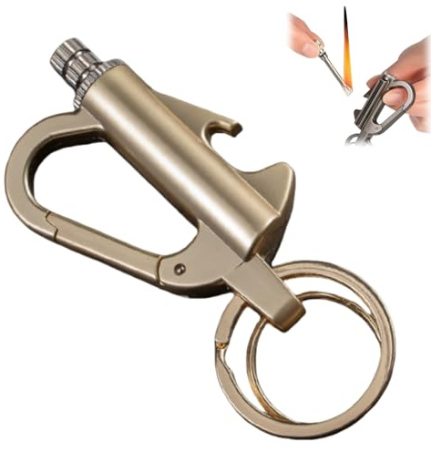 Keychain Light-ers,Permanent Match Keychain Light-er,Waterproof Infinity Metal Match Mini Light-er Keyring for Camping and Outdoor Adventures,Unlimited Emergency Keyring Light-er K/eychain(Golden)