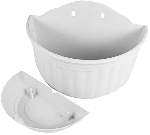 EPIGEIST Vaso da Fiori Sospeso a Mezzaluna in Plastica Effetto Pelle per Piante da Esterno Gancio per Appendere e Salvaspazio Stile Europeo Bianco