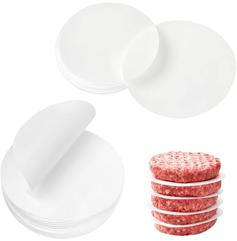 500 Stück Burger Papier, 13cm Antihaftbeschichtet | Rund Grillpapier Weiß für Burgerpresse, Antihaftpapier für Patties Hamburger Cheeseburger Kuchen Burgerpressen