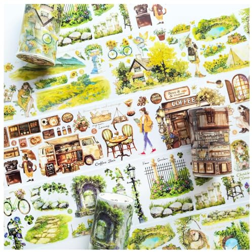 Ta Merry 3 Rolls Scrapbook Sticker Zubehör Set für Bullet Journal | PET Washi Tape Scrapbook Aesthetic Aufkleber Set für Scrapbooking,Album Aufkleber,Handmade DIY Dekoration