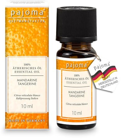 pajoma® Duftöl 10 ml, Mandarine | 100% Naturrein Ätherisches Öl für Aromatherapie, Duftlampe, Aroma Diffuser, Massage, Naturkosmetik | Premium Qualität
