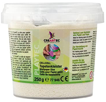 CREARTEC Cellcoll Tapetenkleister - Inhalt: 250g - Universeller Kleister für Papier, Pappe, Tapeten & Papiermaché - Transparent trocknend - 90 Min. Aushärtezeit - Made in Germany