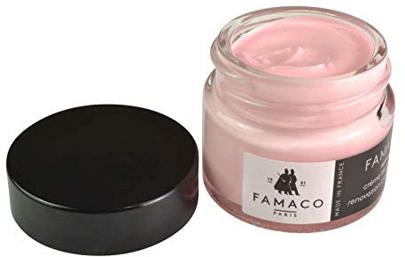 Famaco - Pommadier Famacolor - 15ml - Couleur ROSE DRAGEE - Crème Teignante à Fort Pouvoir Couvrant - Rénove et Recolore les Cuirs Abîmés