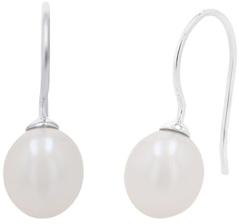 Amor Ohrhänger 925 Sterling Silber Damen Ohrschmuck, mit Süßwasserzuchtperle, 0,9 cm, Silber, Kommt in Schmuck Geschenk Box, 9060580