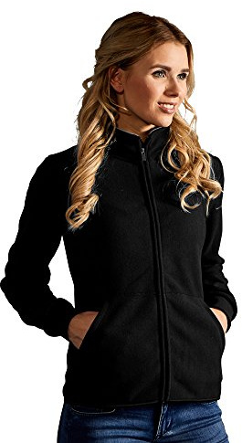 Doppel-Fleece Jacke Damen, Schwarz-Hellgrau, L