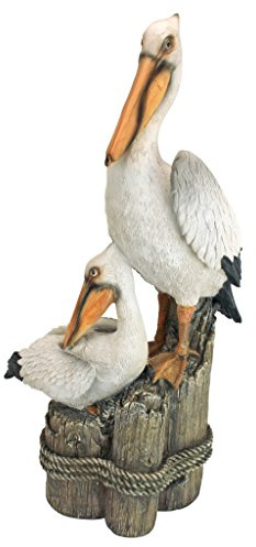 Design Toscano Küstendeko Ozeanpelikane Gartenvogelstatue, Polyresin, Vollfarbe, 61 cm