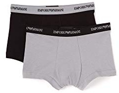 Emporio Armani Herren 2-Pack Trunk Essential Core Logo Band Retroshorts, Schwarz, S EU