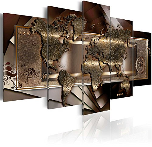 Cuadros B&D XXL - Quadro 200x100 cm 5 Pezzi Stampa su tela XXL Immagini Moderni Murale Soggiorno Grafica Decorazione da parete Quadri Componibili cittamappa del mondo terraforma k-A-0013-b-o