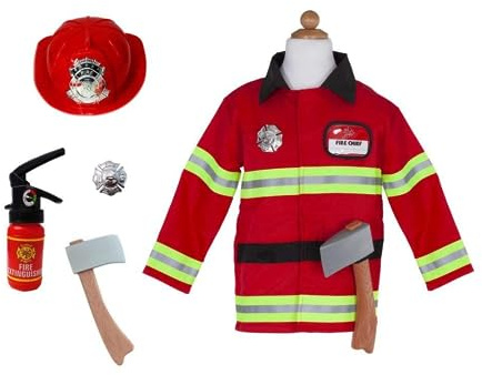 Creative Education 81355 Pretenders Feuerwehrmann mit Zubehör im Kleidersack Inklusive Mantel, Hut, Abzeichen, Axt & Feuerlöscher, Größe 5-6