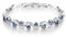 Crystalline Azuria Tennisarmband mit Blauer simulierter Saphir Zirkonia Kristalle 18 kt Weiß Vergoldet für Damen 19 cm