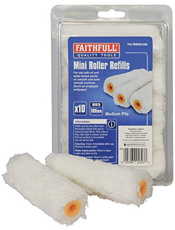 Faithfull RMINI10M Mini Roller Refills - Medium Pile (Pack of 10)