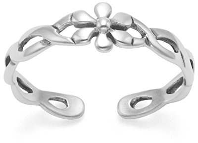 Sterling Silver Flower design Toe Ring - Children's Silver Flower Ring - Adjustable - Gift Boxed. 0982