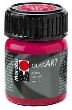 Marabu Glassart, barattolo di vernice per vetro trasparente (15ml) 432, rosso carminio