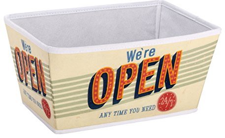 WENKO 21609100 Aufbewahrungskorb Vintage Open Größe M, Badkorb, Polypropylen-Faserstoff, 29,5 x 14,5 x 22,5 cm, Mehrfarbig