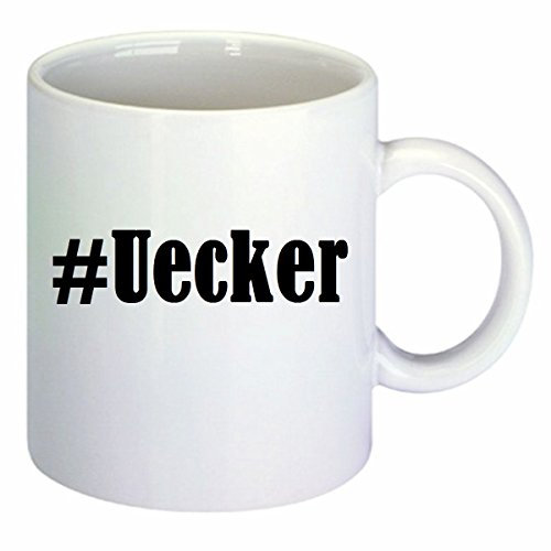 Kaffeetasse #Uecker Hashtag Raute Keramik Höhe 9,5cm ? 8cm in Weiß