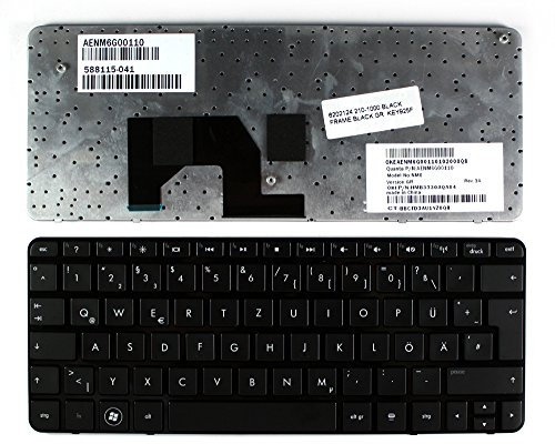 Power4Laptops Alemán Marco Negro Negro Teclado de Repuesto para Ordenador portátil Compatible con HP Mini 210-1055VU