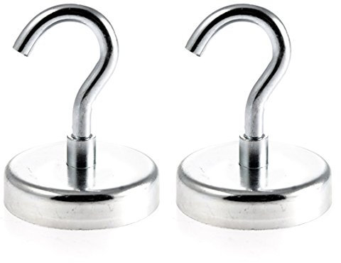 Magnetastico | 2 Stück Neodym N35 Magnethaken Extra Stark 75 mm Ø| Haftkraft 164.0 KG| Magnet Haken, magnetische Wandhaken, Magnet Halter| Super starker Neodymium Hakenmagnet verzinkt Haken magnetisch