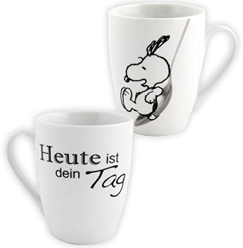 United Labels The Peanuts Tasse 280 ml, Heute ist dein Tag, Weiß, Kaffeebecher aus Steingut, Kaffeetasse mit Geschenkbox, Snoopy Geschenke