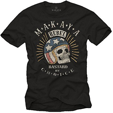 Motorrad Zubehör Bekleidung Herren Totenkopf Biker Davidson T-Shirt lustig mit Spruch Bastard by Choice schwarz XXXL