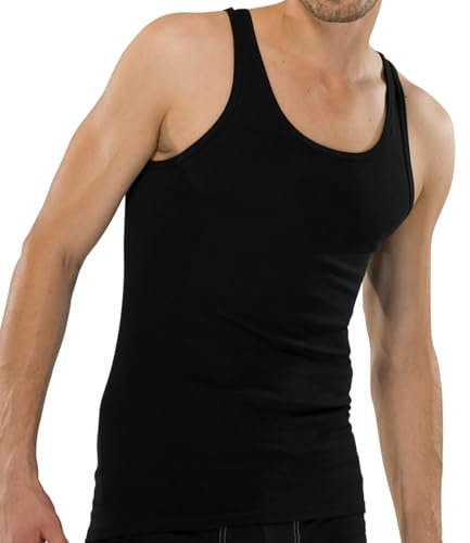 Schiesser Herren Ohne Arm- Original Feinripp Unterhemd, Schwarz_005120, XL EU