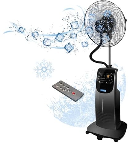 O'FRESH Ventilador nebulizador de agua para interior - 135cm- Antimosquitos - Refresca eficazmente la habitación - Ventilador de pie - Silenciador - Temporizador - Mando a distancia