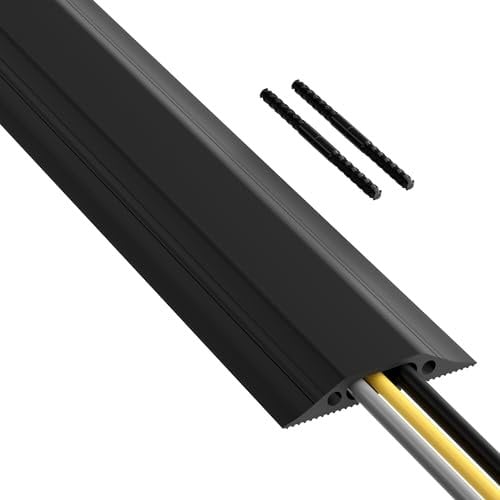 D-Line FC83B Boden Kabelbrücke mit Steckverbindung, Schwarz, Boden-Kabelkanal 83x14mm Breit, 1.8m Länge