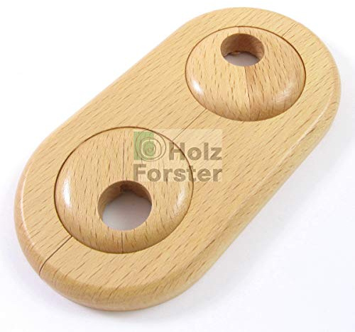 PARKETTFREUND Flexible Massivholz Doppel-Rohrrosetten, Buche, 15mm