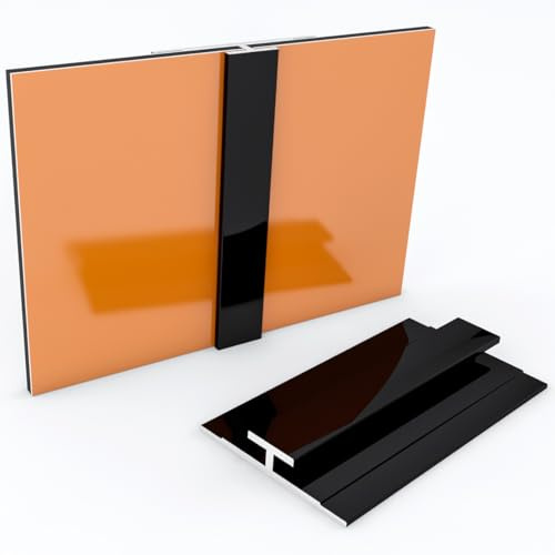 Kerabad Aluminium Profilsystem für 3mm Platten - 2 Meter - Alu-Profil für Duschrückwand Küchenrückwand - Verbindungsprofil schwarz