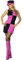 Smiffys Swinging 60er Damenkostüm, mit Kleid und Mütze, Rosa & Schwarz, S Halloween