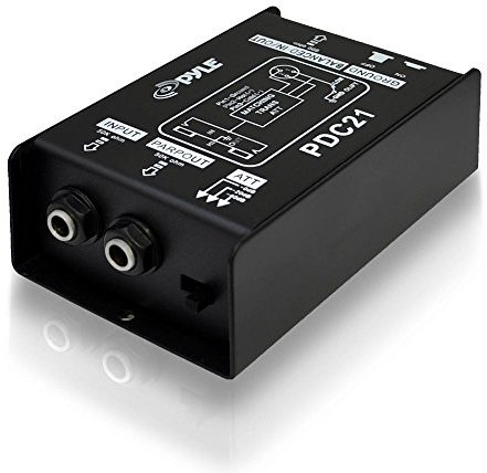 Pyle Boîte de Direct Passive Premium/DI Box – Boîtier DI Audio Professionnel avec Éliminateur de Ronflette, Atténuateur, Jack 6,35 mm & Sortie XLR – Guitare, Basse, Clavier, Studio & Sono