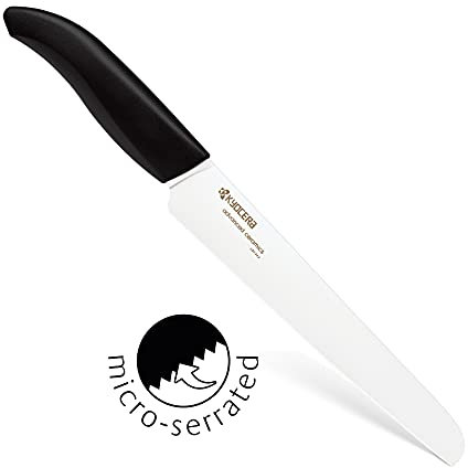 Kyocera GEN Keramik Brotmesser Wellenschliff | Klinge 18 cm | ergonomisch geformter Griff | extrem scharfes Küchenmesser | Kochmesser Profi Messer | scharfes Brotmesser lang