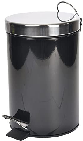 douceur d'intérieur, Poubelle à Pédale (3 L) Métalia Noir, Métal