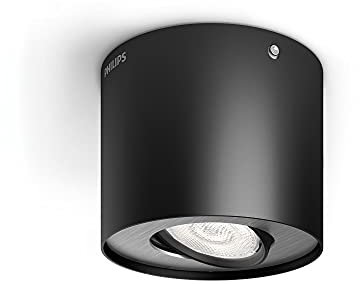 Philips myLiving Phase Decken-/Wandspot (4,5 W), dimmbarer LED Spot mit warmweißem Licht, energiesparende Raumbeleuchtung mit langer Nutzlebensdauer, schwarz