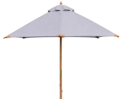 The Garden Marketplace Hardwood Garden Parasol with Pulley Lift, Supportive Rib Frame and 180g/m² Polyester Canopy, Water-Repellent Finish, Choice of Colours and Sizes (Light Grey, 3.5M)