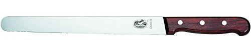 Victorinox, 5.4200.25, Wood, Schinkenmesser, Extra scharfe Klinge, mit geradem Schliff, mit edlem Holzgriff, Braun, Made in Switzerland,